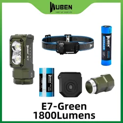 WUBEN E7-Lampe de sauna et lampe de poche 1800lumens (verte), légère et encastrable