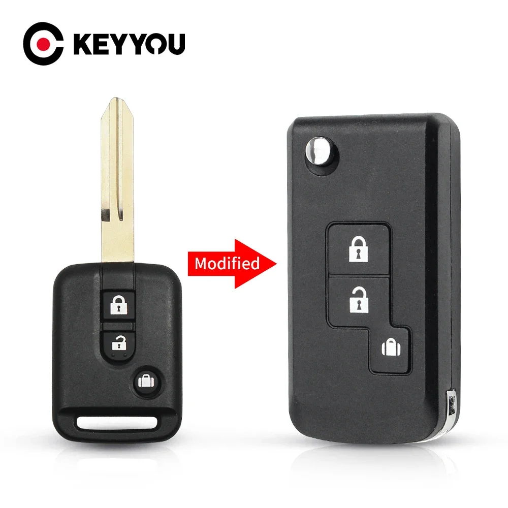 

KEYYOU Modified Remote For Nissan Qashqai Micra Navara 350Z Pathfinder Sunny Auto Key Cover Case Fob 2/3 Button Car Key Shell