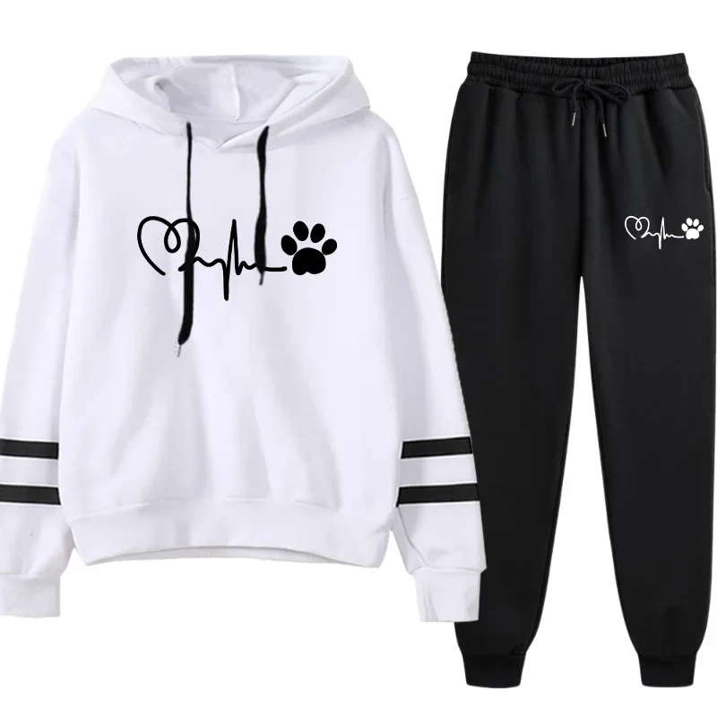 Modèle mignon femmes survêtement sweat à capuche noir pantalon de survêtement urbain décontracté mode vêtements de sport 2025 offre spéciale tenues à capuche