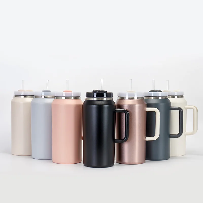 

64oz Tumbler with Handle Insulated Tumbler cola Cool Car Travel Mug Vacuum Sublimation Stainless Steel H2.0 Flow State Tumbler