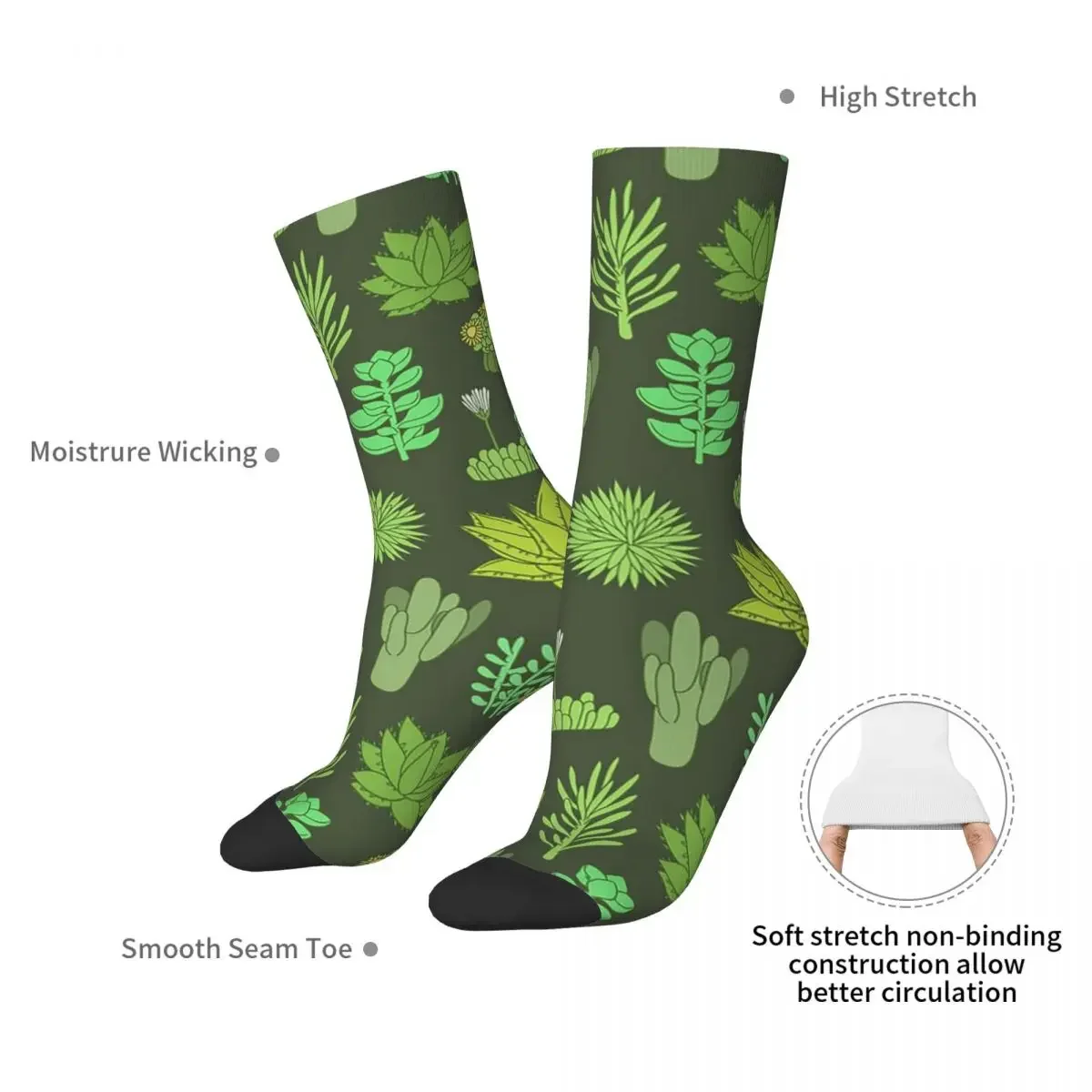 Succulents And Cactus. For Cacti Plant Lover Socks Soft Stockings All Season Long Socks Accessories for Man's Woman's Gifts