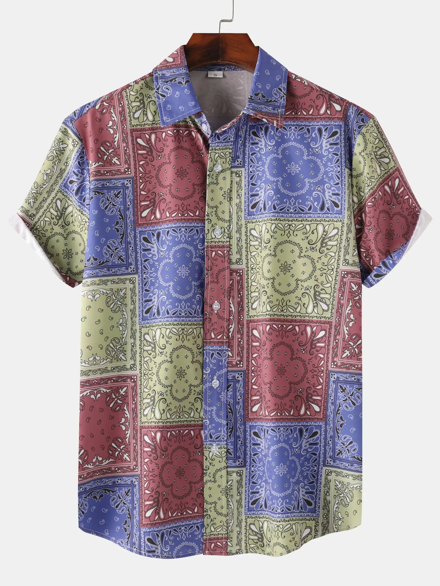 

Men's Slim Fit ort Sve irt Printed Floral Stand Collar Button up Casual Youthful Spring Summer Faion Chinese Brand