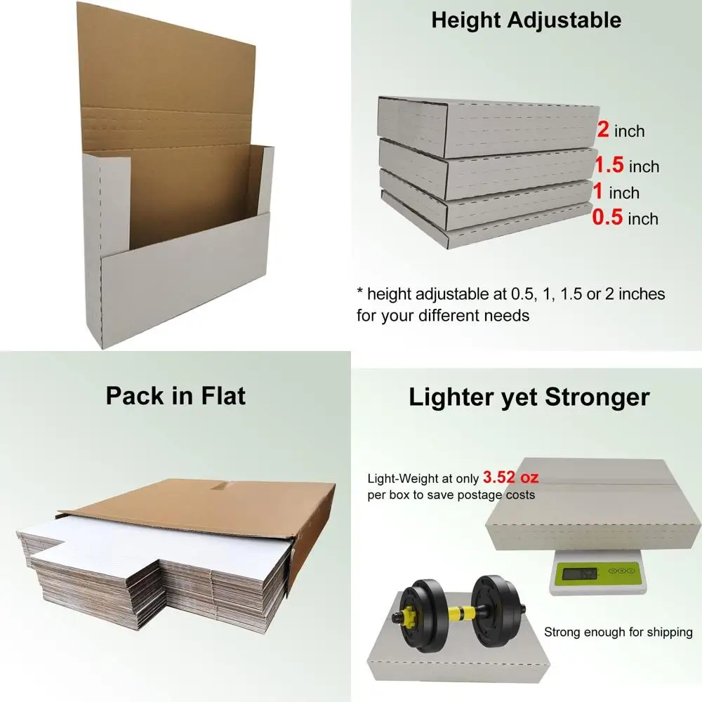 

50 шт. гофрированных почтовых конвертов с регулируемой высотой 12,125 x 9,125 x 2 дюйма для небольших отправлений или пересылки книг, белые