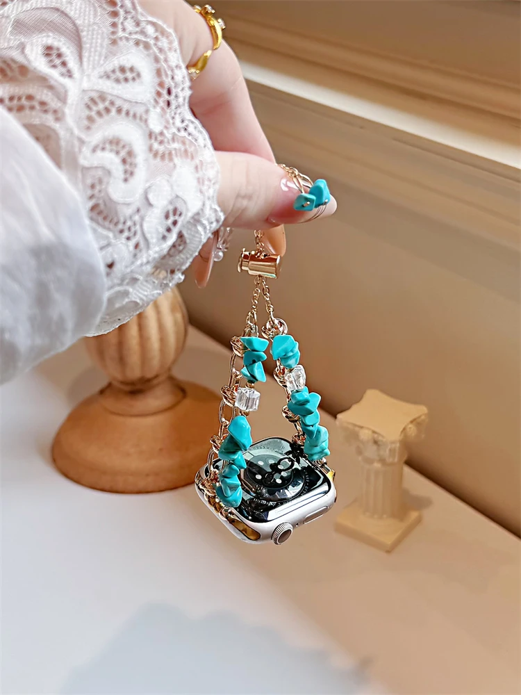 Fashion Beads Metal Link Band For Women  40mm 41mm 42mm elegant Strap For Apple Watch bling nice good hot selling