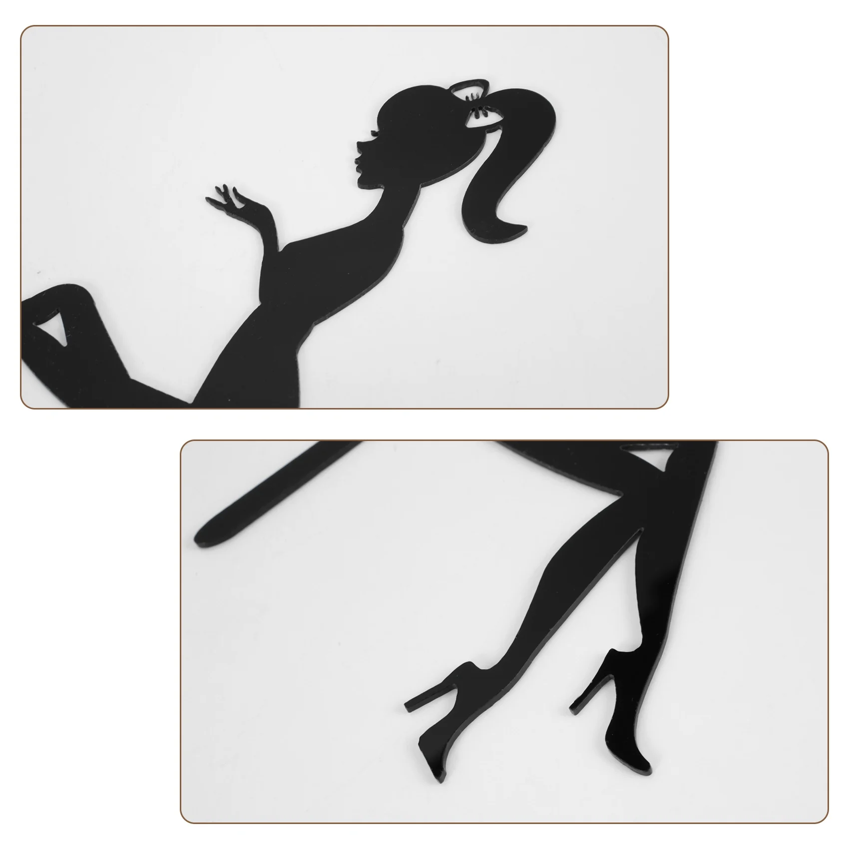 6PCS High Heels Woman Silhouette Pattern Girl Birthday Cake Decoration Cake Topper(Black)