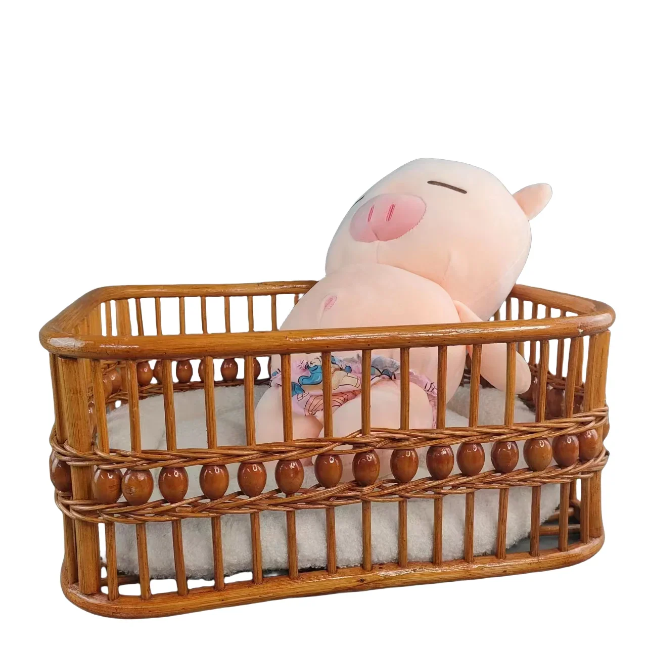 سلة خرز للأطفال من الخيزران العتيق وكرسي سرير - دعائم تصوير لحديثي الولادة أثاث تصوير فوتوغرافي أساسي للاستوديو للرضع للتصوير