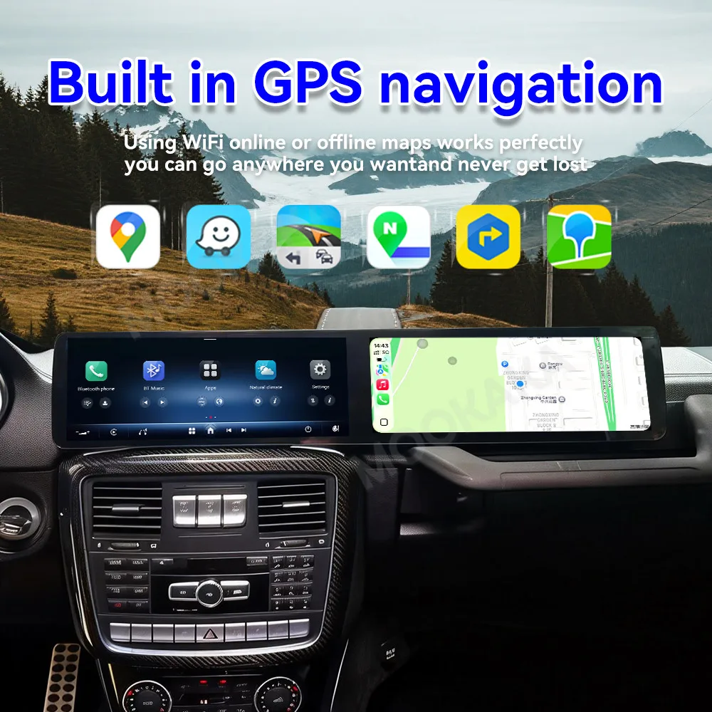 Android 14 Dual 12.8 Inch Screen For Mercedes‑Benz G Class W463 2013‑2018 Car Radio Multimedia Player GPS Navigation CarPlay DSP
