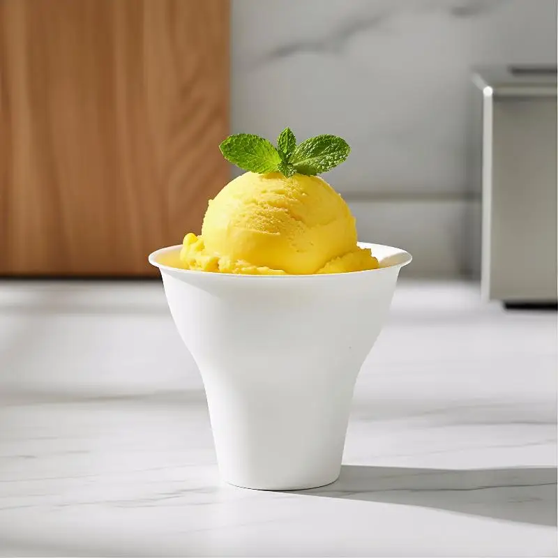 10 Vasos de Papel Ecológicos para Yogur y Hielo Raspado, Tazones para Postre, Vasos Tipo Castaña para Fiestas al Aire Libre y Catering