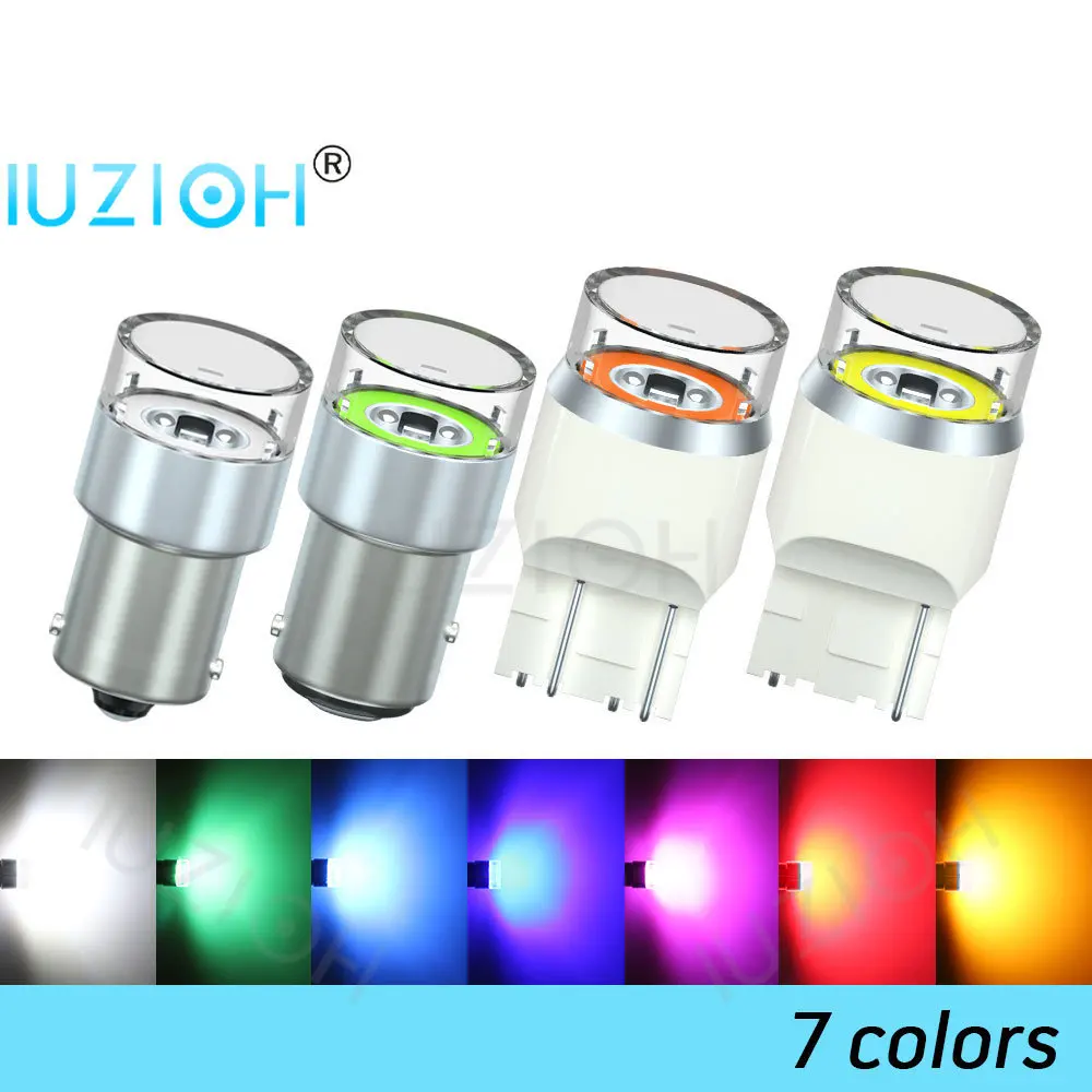 IUZIOH 2PCS Led 1156 1157 T20 12V 24V Strobe 7443 7440 P21W BAY15D BA15S R5W P21/5W Żarówka czerwona Flash Truck Car Signal Lamp Light