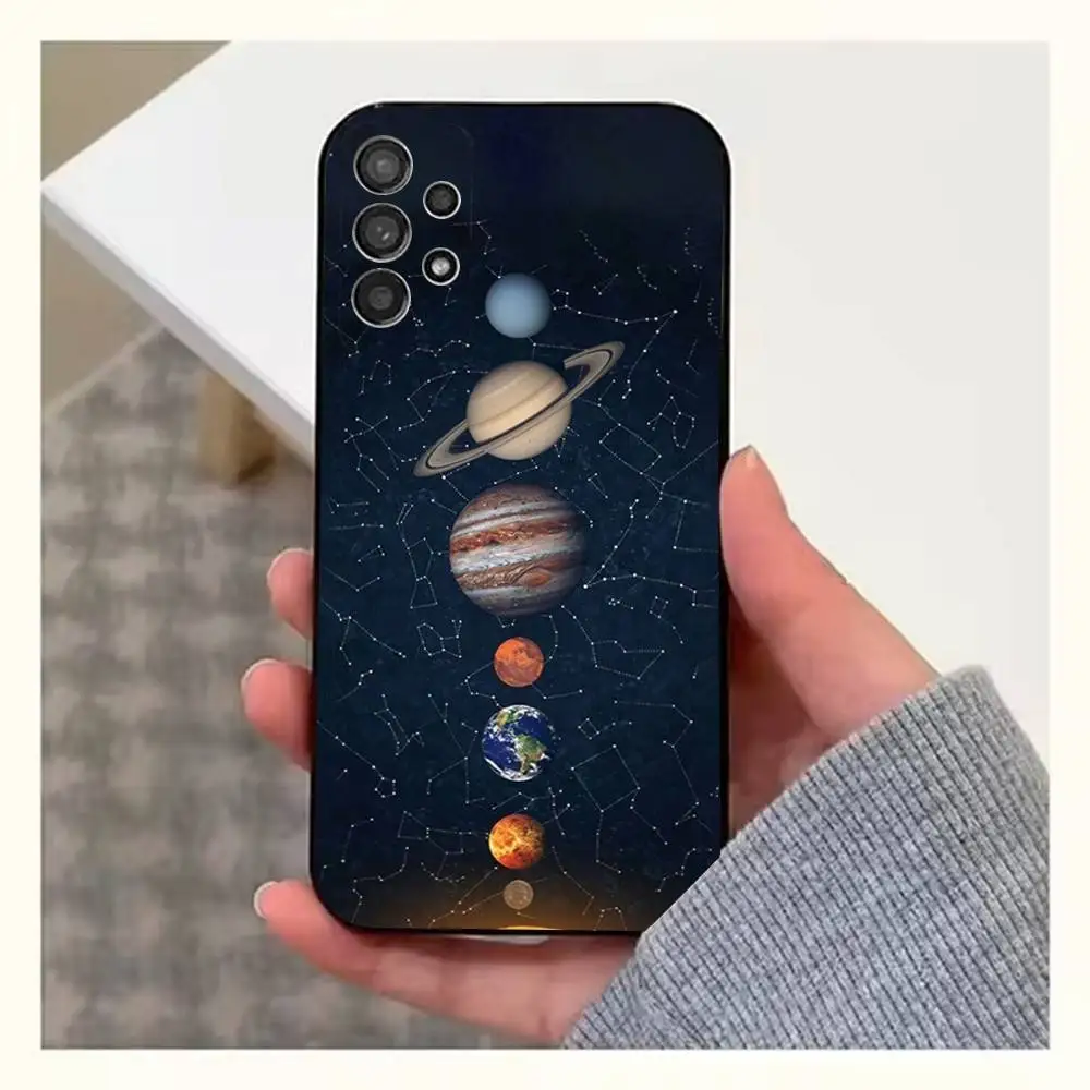 حافظة هاتف Space Art Planet Stars لهاتف سامسونج S25، S24، S23، S22، S20، S21، S10، Ultra، Plus، Lite، FE، غطاء أسود من السيليكون الناعم #4