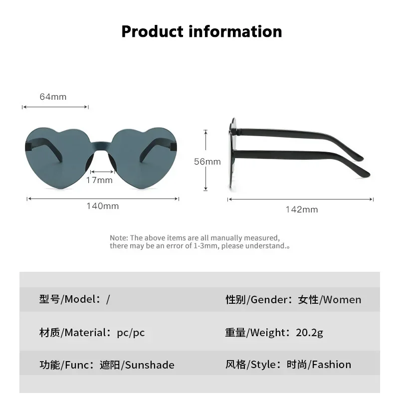 One Piece Love Heart Sunglasses Women Brand Designer Fashion Cute Sexy Retro Cheap Sun Glasses Red Female Sweet Eyewear UV400