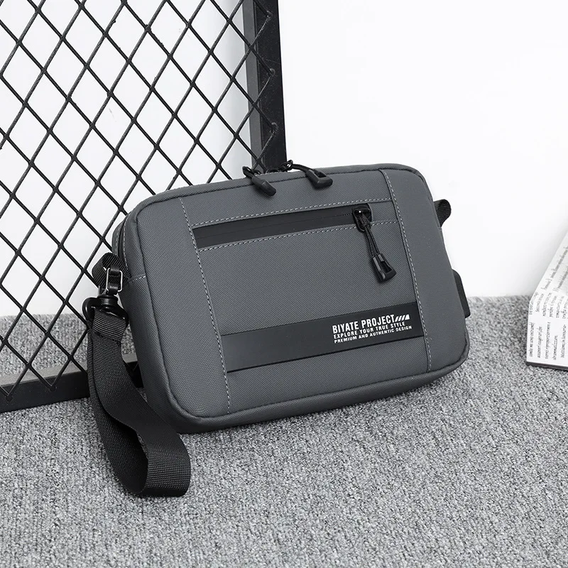 Waterproof and wear-resistant Oxford cloth horizontal square shoulder bag men's mobile phone storage portable small backpack