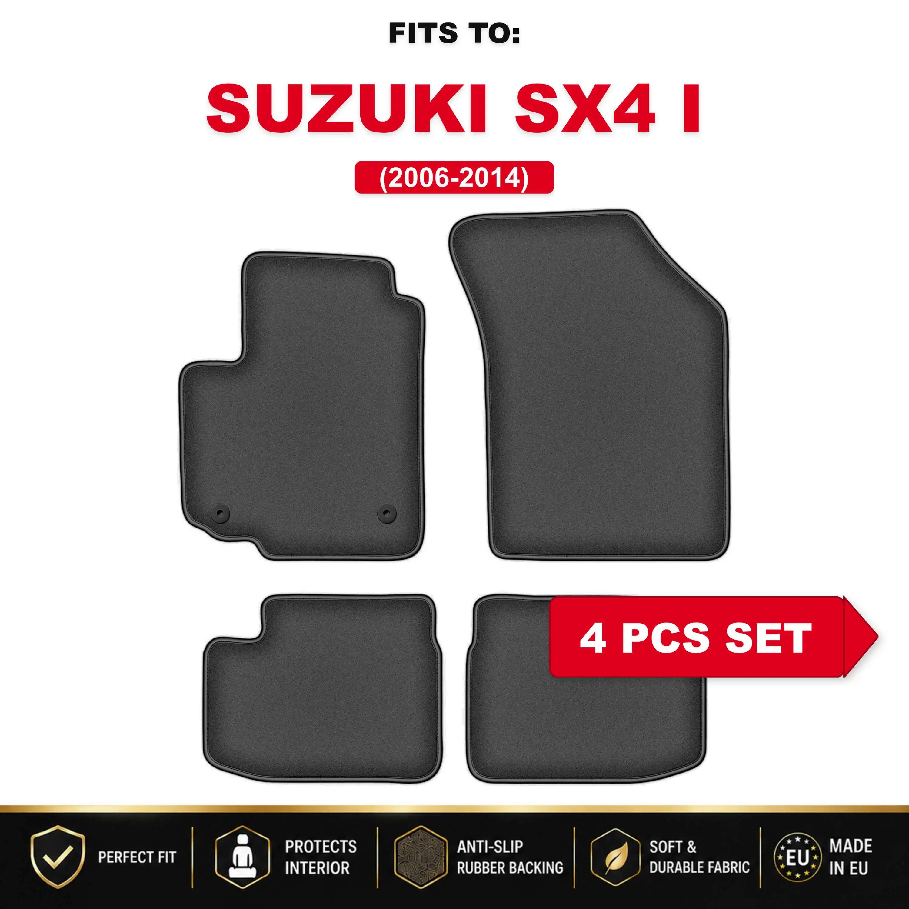 PREMIUM velours automatten voor: Suzuki Swift IV 2005-2010, passende automattenset