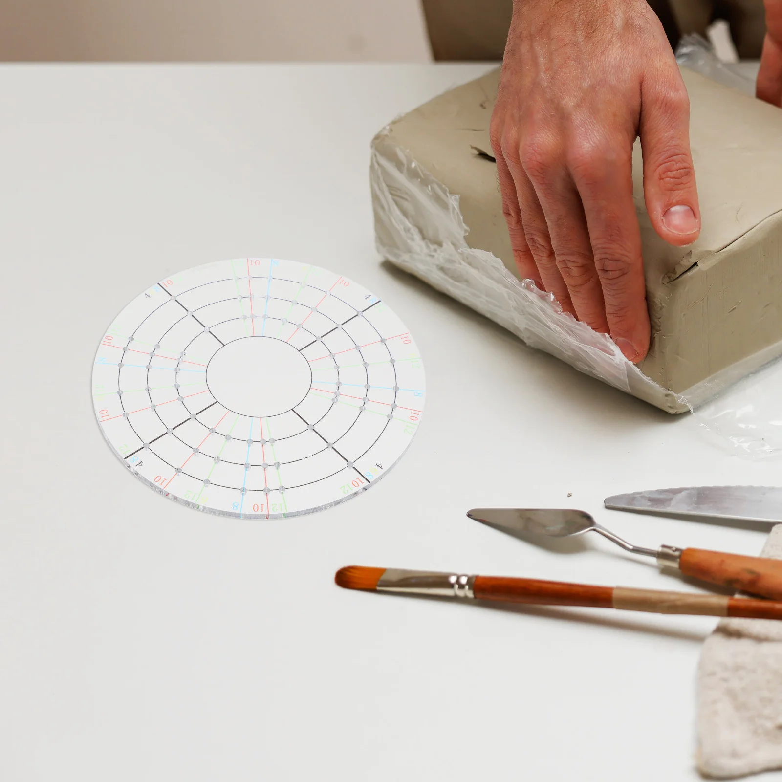 أداة تشذيب الفخار مقسم الطين أكريليك دائري لمشاريع السيراميك الدوارة أداة تشذيب الطين عجلة الفخار
