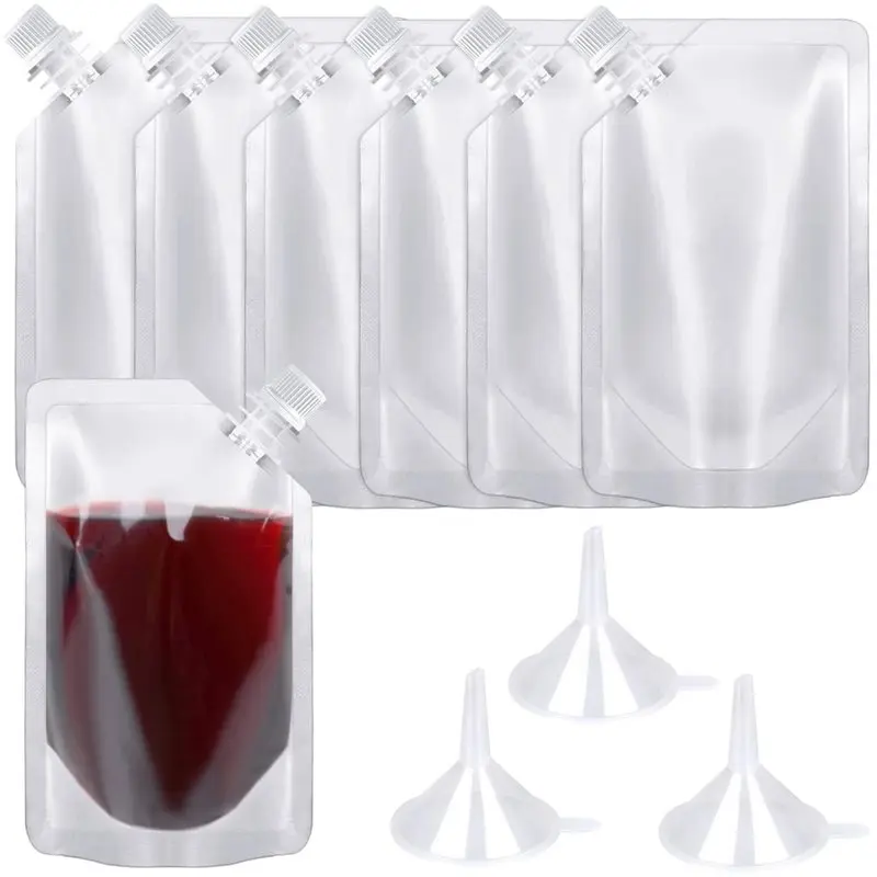 ABKO-Leak-Proof 24Pcs Plastic Beverage Bag,250Ml Concealed And Reusable Drink Pouches Food Grade Plastic For Travel,1Set