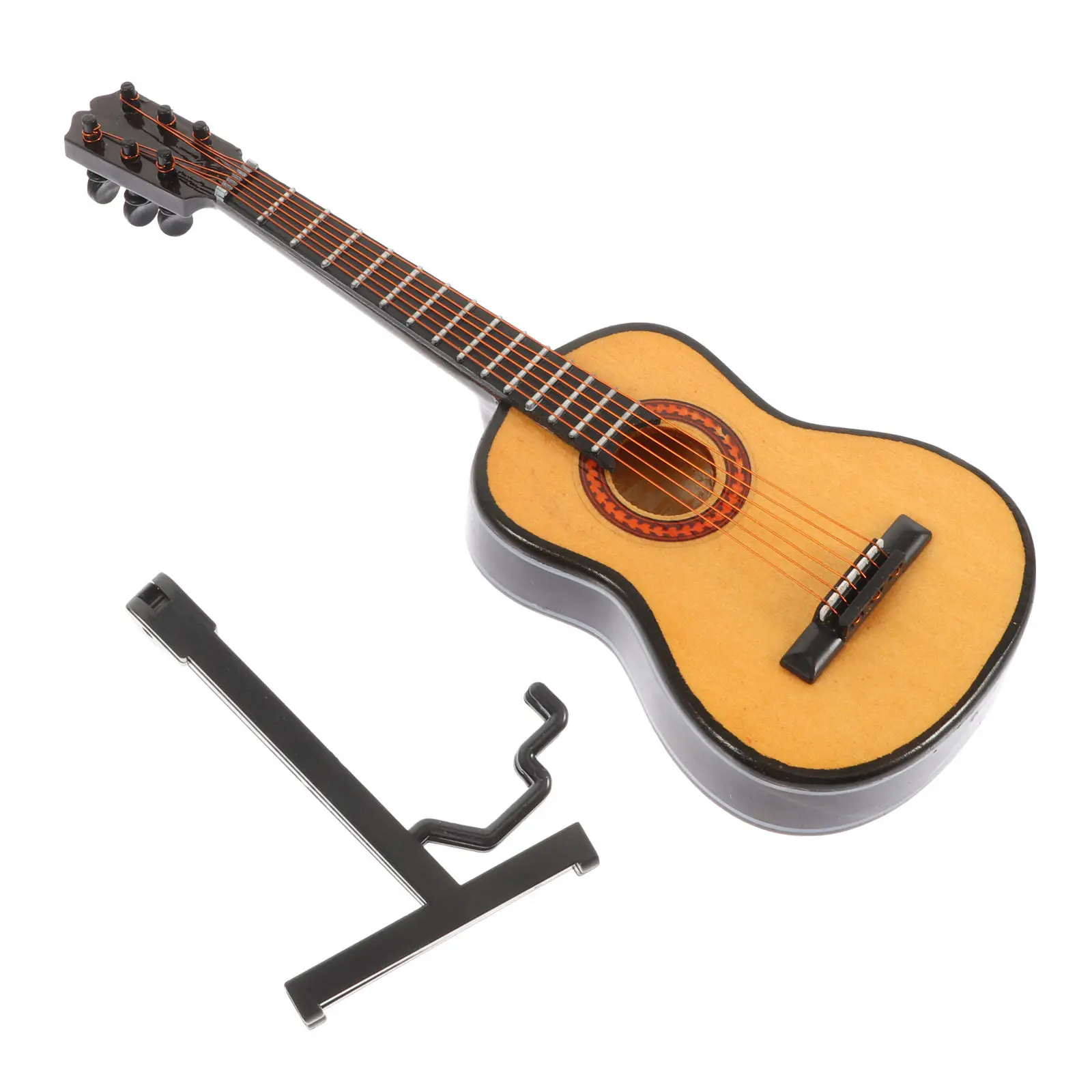 

1Set Mini Guitar High Quality Wooden Desktop Ornament Creative Gift Micro Landscape House Decoration Photo Props