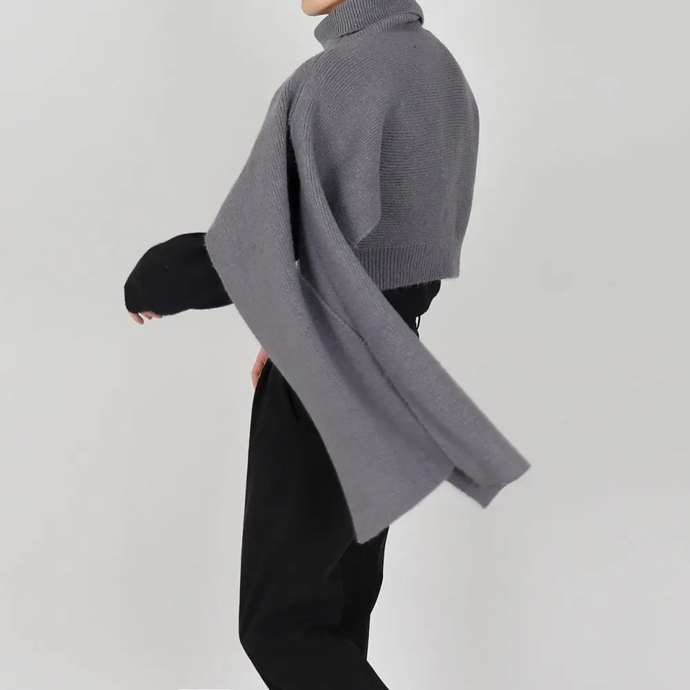 Men's niche shawl cloak autumn and winter Korean style loose knitted scarf with high collar thickened sweater