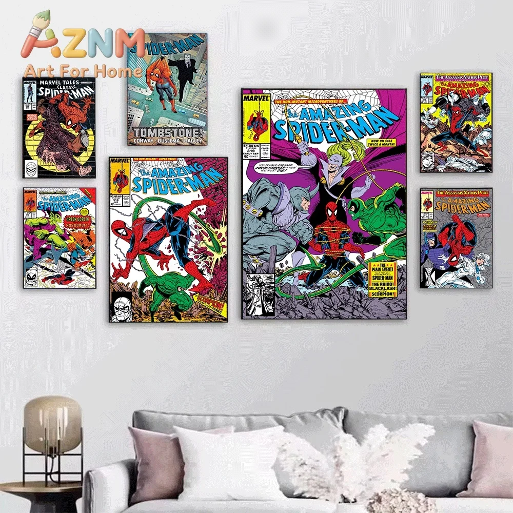 Spider Man Maximum Carnage Venom Vintage Comic Canvas Wall Art Unframed Canvas Print Superhero Poster Home Decor Gift For Fans