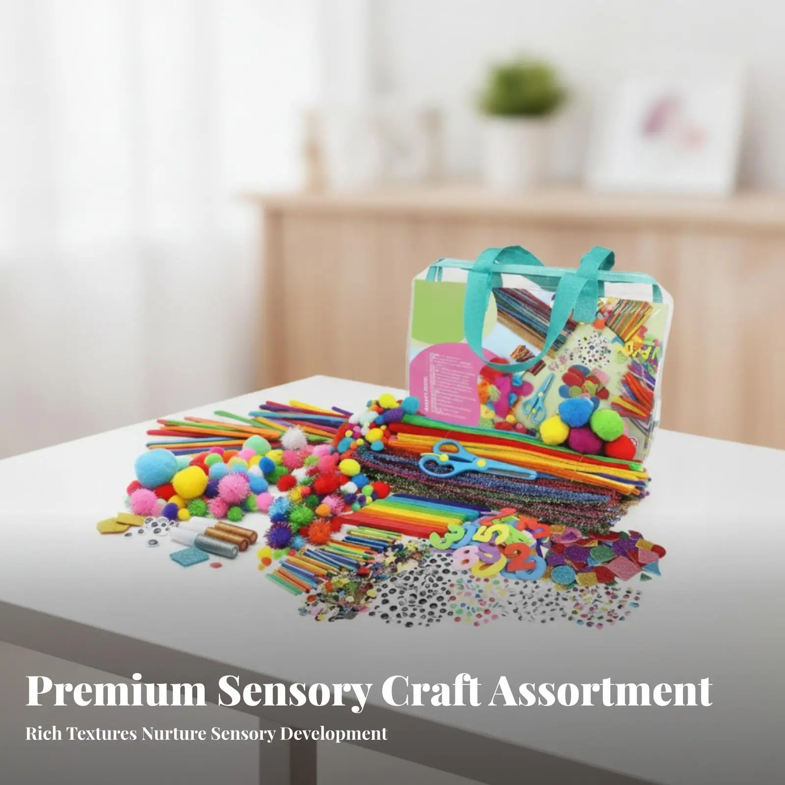 DIY Craft Materials Kit Creative Craft Kit with Carrying Bag Allcomplete Colorful for Children, Home, Classrooms