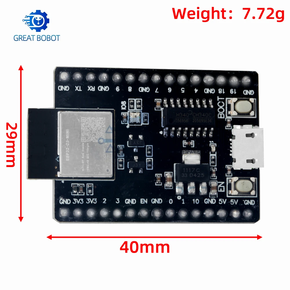 WiFi & Bluetooth 5.0 ESP32-C3-MINI-1 Module (1PC) – RISC-V 160MHz 4MB IoT Embedded Development Board
