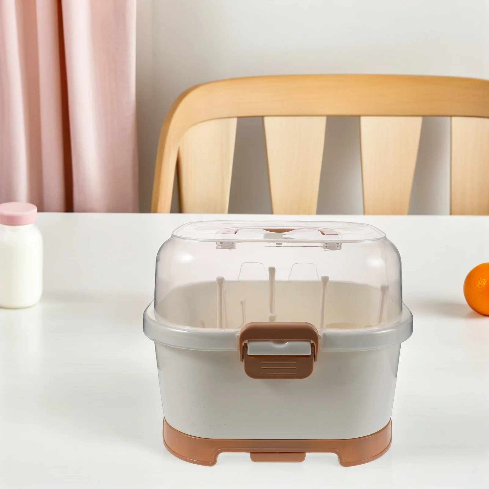 صندوق تخزين زجاجات الأطفال المحمول، رف تجفيف منظم للسفر والاستخدام المنزلي مع غطاء تخزين لزجاجات الأطفال