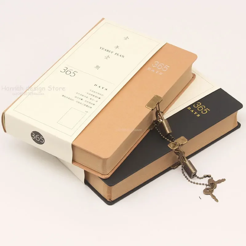 384 Pages A5 Retro Note Book with Lock Diary Thickened Creative Hand Ledger Student Notepad Stationery Notebook Binder