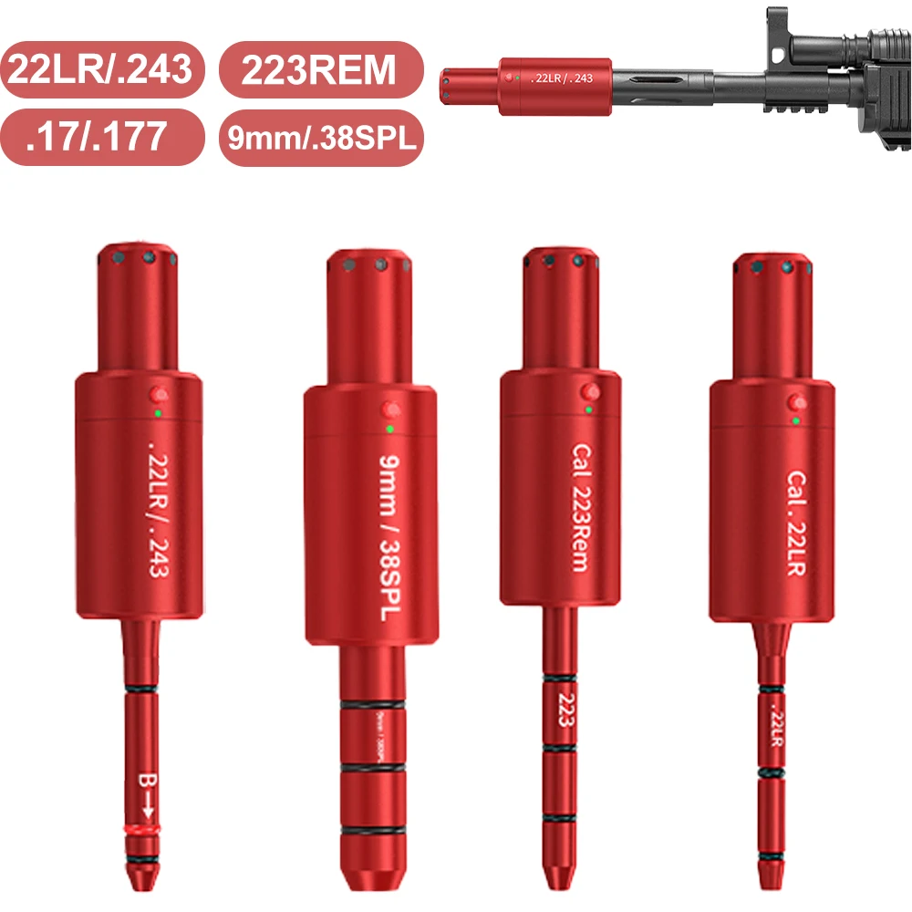Cartucho de entrenamiento láser seco, mira de orificio láser de punto rojo 223REM 22LR/.243.17/.177 9mm/.38SPL, bala de calibre para entrenamiento láser