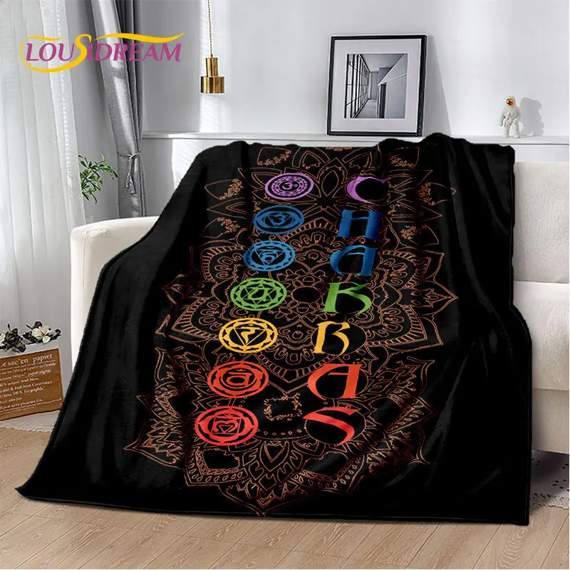 Rainbow 7 Chakra Mandala Bohemia Soft Plush Blanket,Flannel Blanket Throw Blanket for Living Room Bedroom Bed Sofa Picnic Cover