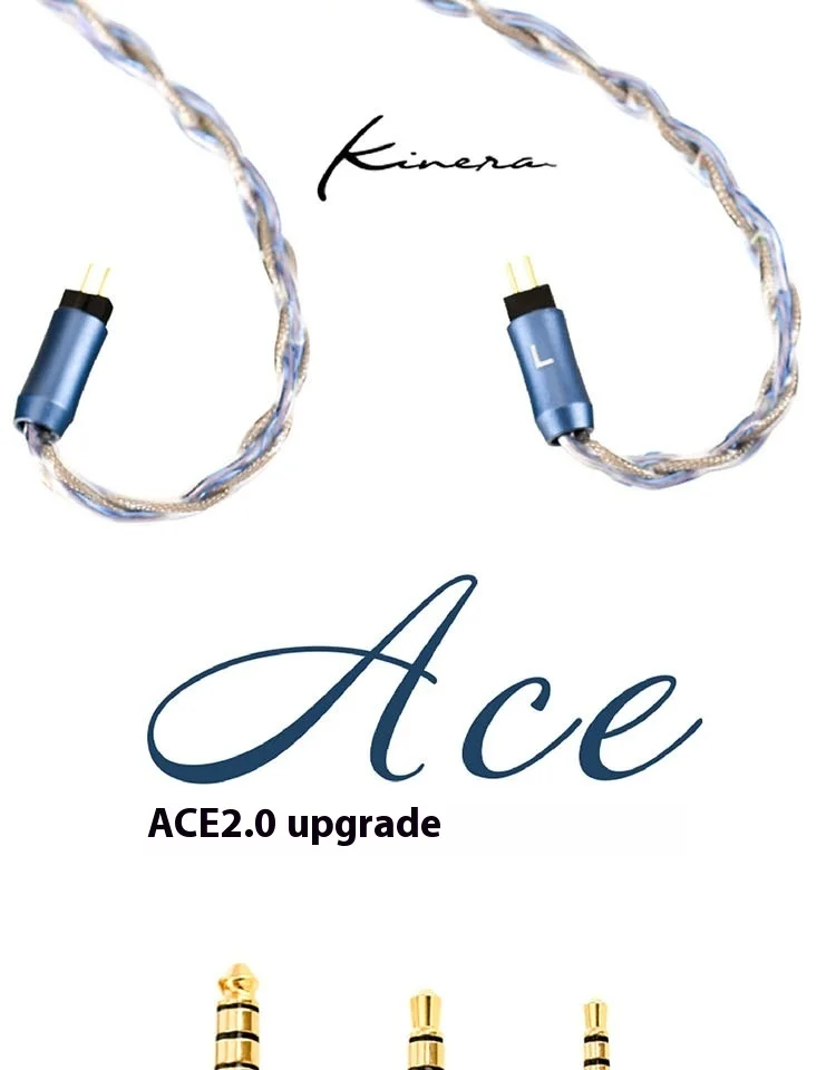 Kinera Ace 2.0 3in1 2.5+3.5+4.4mm HIFI Earphone Custom Modular Upgrade Cable 0.78mm 2pin/MMCX Connector Balanced Detachable Plug