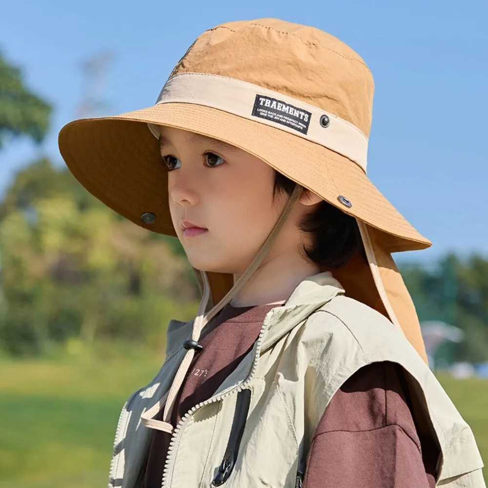 

2-7Y Kids Fisherman Hat Summer Anti-UV Sun Hat With Neck Protection Shawl Wide Brim Bucket Hat Visor Cap Hiking Beach Hat