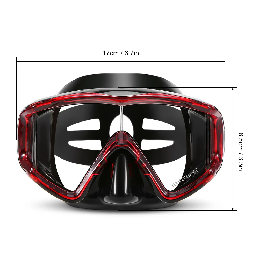 Toughened Glass Snorkeling Water Ski Welding Mask for Adult, Panoramic Anti-Fog Goggles, Underwater, Suitable for Unisex, Three