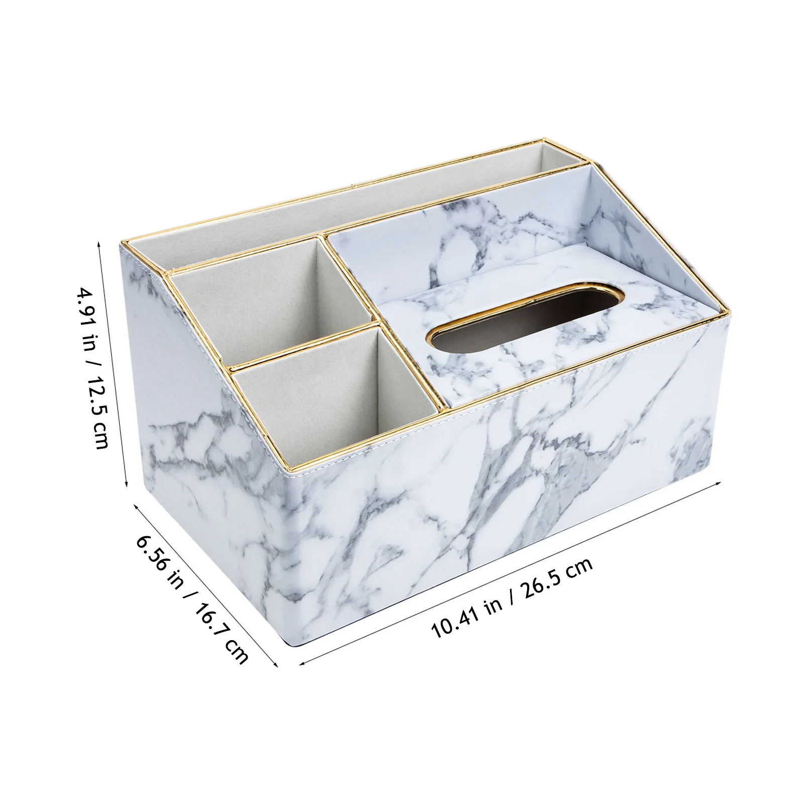 Marble Pattern Pu Storage Box Lightweight Desktop Organizer For Tissue Remote Controller Phone Holder Household Storage