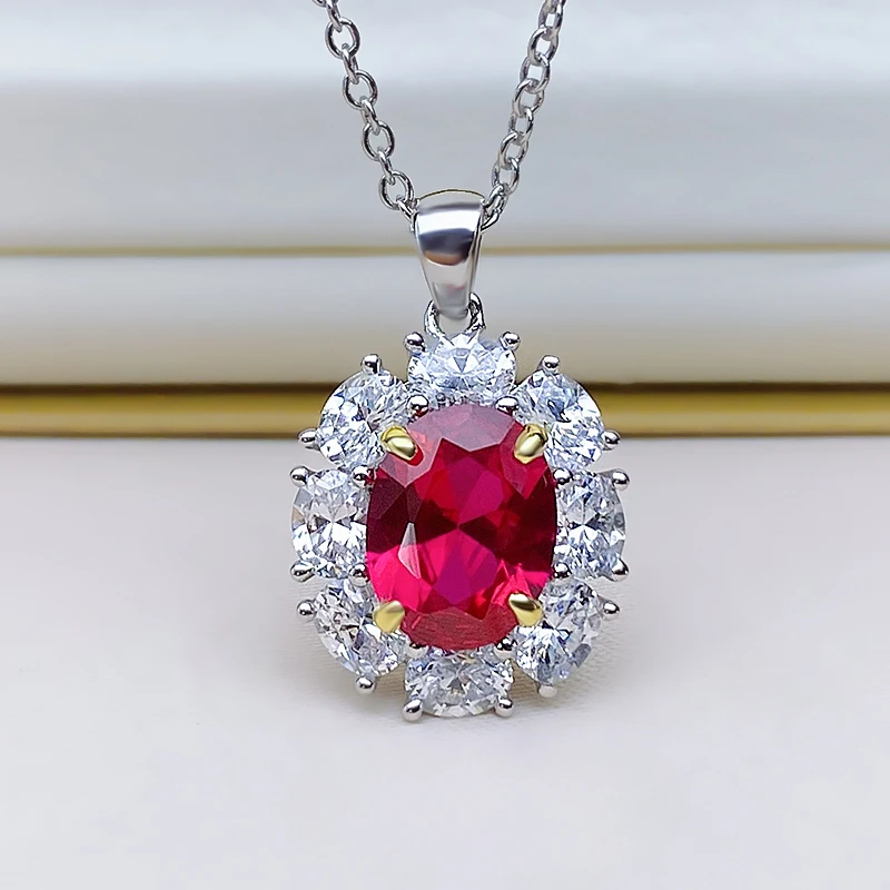 Red Treasure Pendant Necklace 925 Pure Silver Precision Edition High Maintenance Red Treasure Wedding Jewelry Wholesale