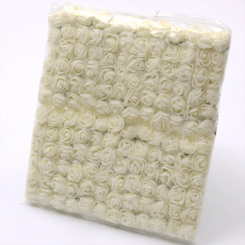 144 stücke/2 cm Mini Spitze Pe Rose Schaum Blume Köpfe Bouquet Für Hochzeit Hause Dekoration Scrapbooking DIY Kranz Artificia blumen – Detail 8