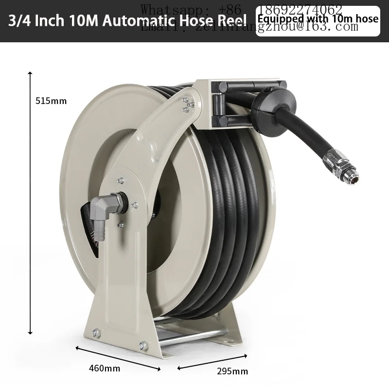 Automatic Telescopic Fuel Water Hose Reel Dispenser Portable High Pressure 15m Metal Rust Resistant Industrial Pro Pump