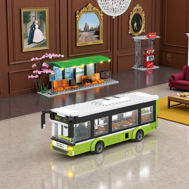 

Набор строительных блоков «Городской автобус» (400+ деталей), игра для домашней сборки, подарок на День защиты детей, к началу учебного года, на день рождения (без коробки)