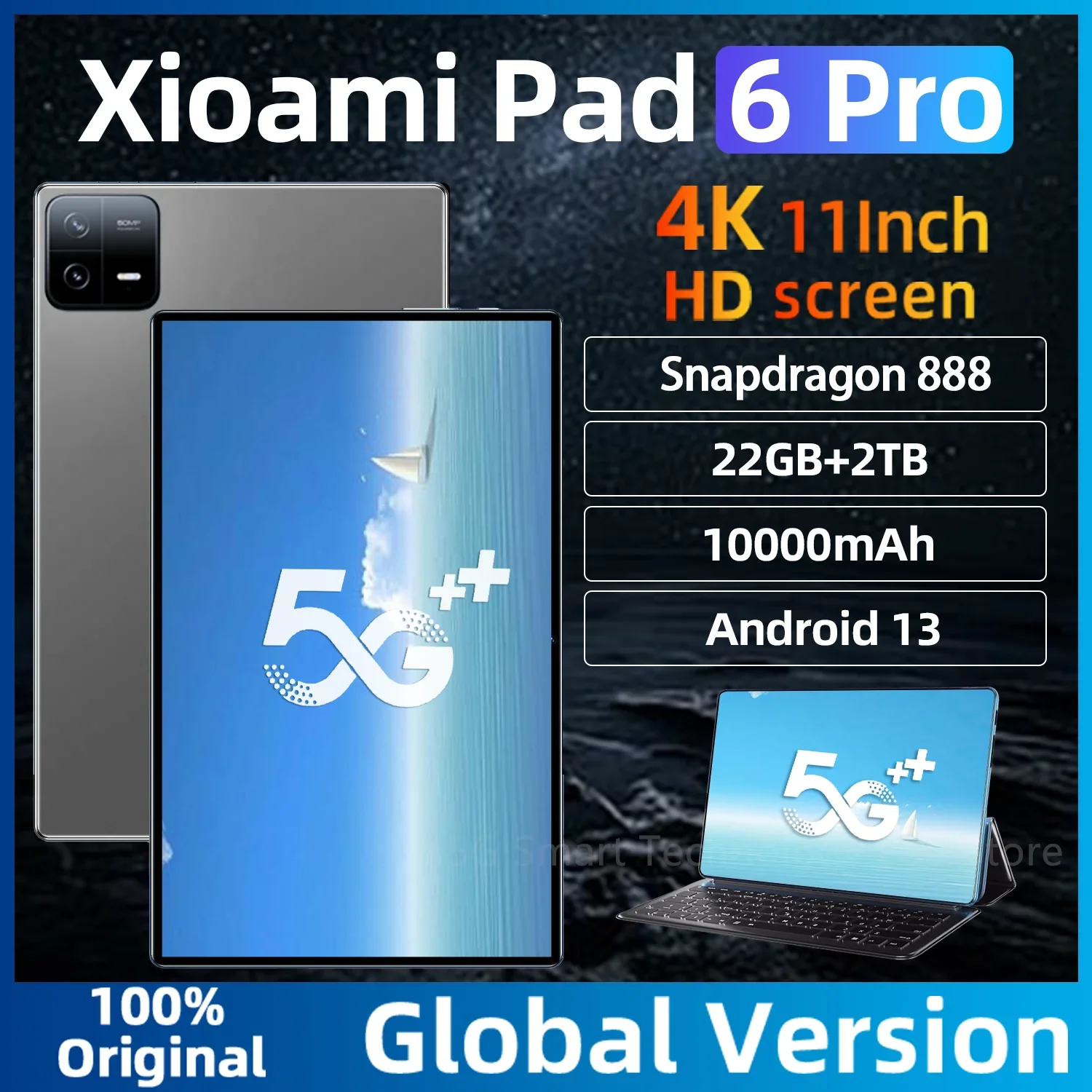 2024 Original Global Version Snapdragon 888 Tablet PC Pad 6 Pro Android 13 10000mAh RAM 22GB ROM 2TB 5G HD 4K Screen WIFI Mi Tab