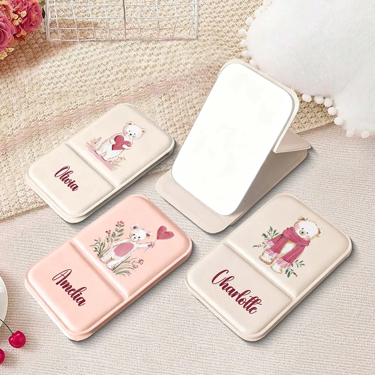 Customized Portable Mirror 360-degree rotation fold Men's shaving special folding mirror Qixi gift simple high sense flip mirror