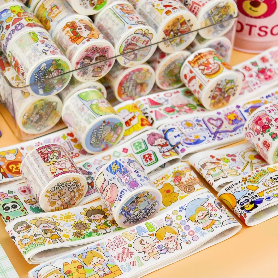 2m/roll Cartoon Cultural and Creative Handbook Tape Stationery Notebook Decoration Material Handbook Sticker