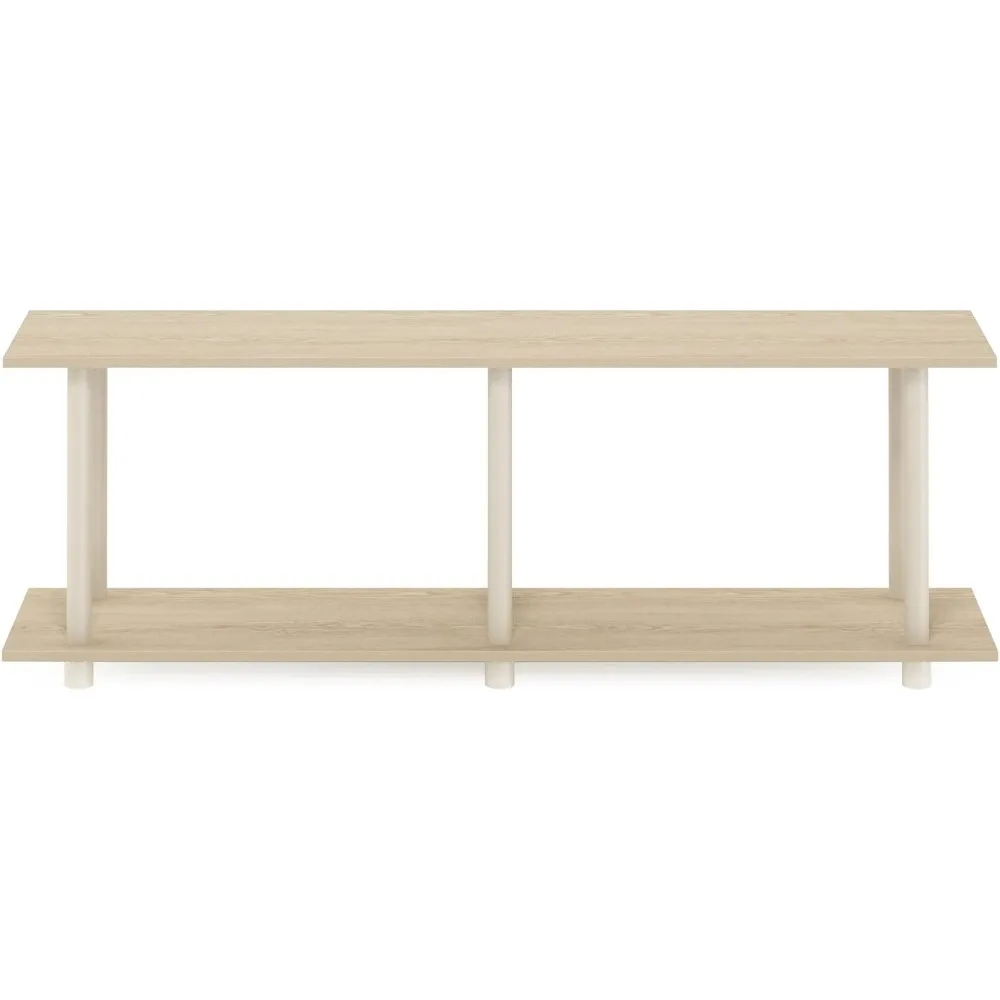 Modern Rectangle Side Table with No Tools Assembly, Bauhaus Oak/Beige Finish