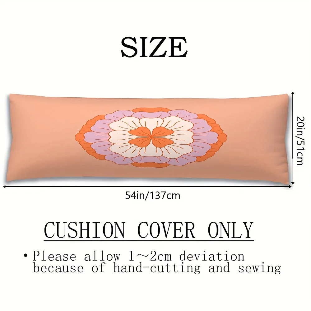 1pc Pillowcase, Pink Floral Double-Sided Printed Oversized Pillowcase, Size 50.8 X 137.16 cm, Machine Washable, Soft And Comfort