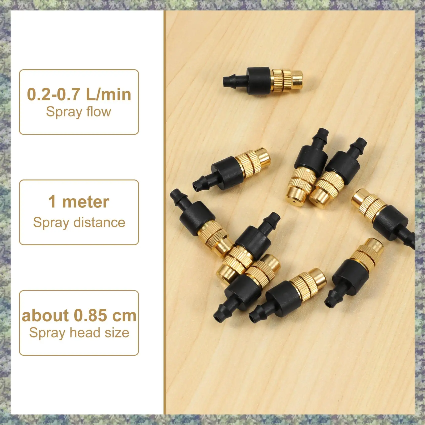 WON 10 Pcs Adjustable Misting Nozzle For Gardening Sprinkle Brass Watering Sprinkler Sprayer For Irrigation System