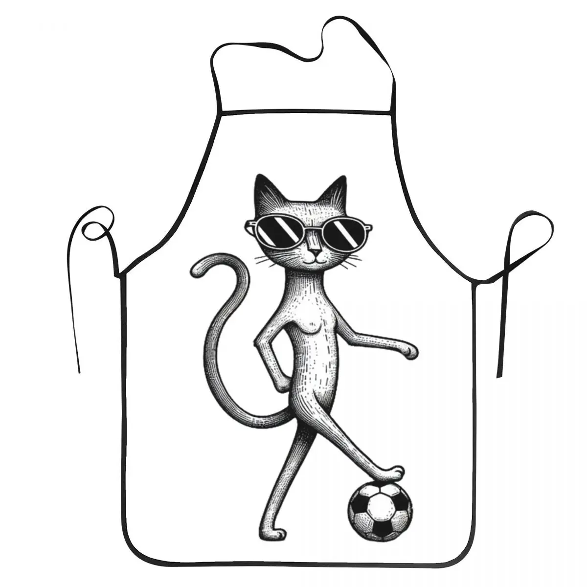 

Фартук Line Art Cat Футбольный фартук шеф-повара Кулинария Выпечка Столер Водонепроницаемый нагрудник Кухонный фартук для чистки для женщин и мужчин Садоводство