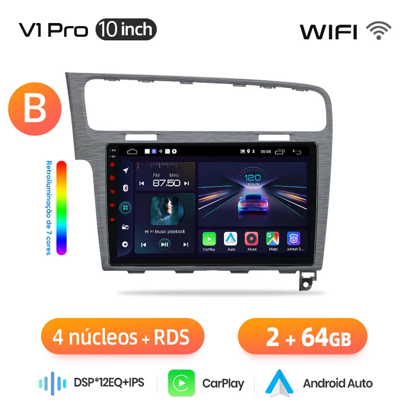 Junsun Wireless CarPlay Android Auto voor VW Golf 7 mk7 2013-2017 8-Core autoradio intelligent systeem 2 din GPS BT 4G