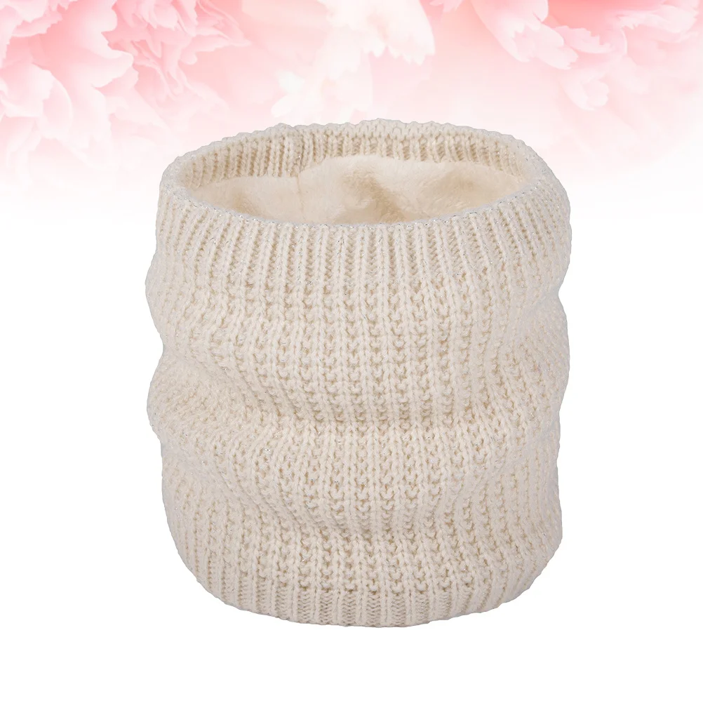 

Зимний шарф, шарф для защиты от холода, бежевый, один размер, стильный, мягкий, эластичный, теплый, с круглым воротником, повседневный, легкий