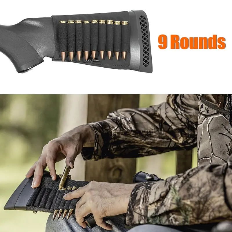 Cartridge Belt 8/9 Rounds Ammunition Package Nylon Tactical 8 Or 9 Shells Rifle Buttstock Hold Outdoor Shooting Accessory Bag