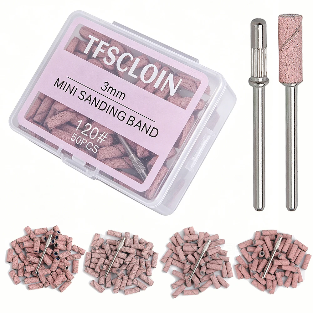 3mm Nagelschleifbänder-Set 80/120/180/240 Körnung Mini-Nagelbohrer Elektrisches Nagelfeilen-Zubehör Polierwerkzeug für Maniküre – Detail 4