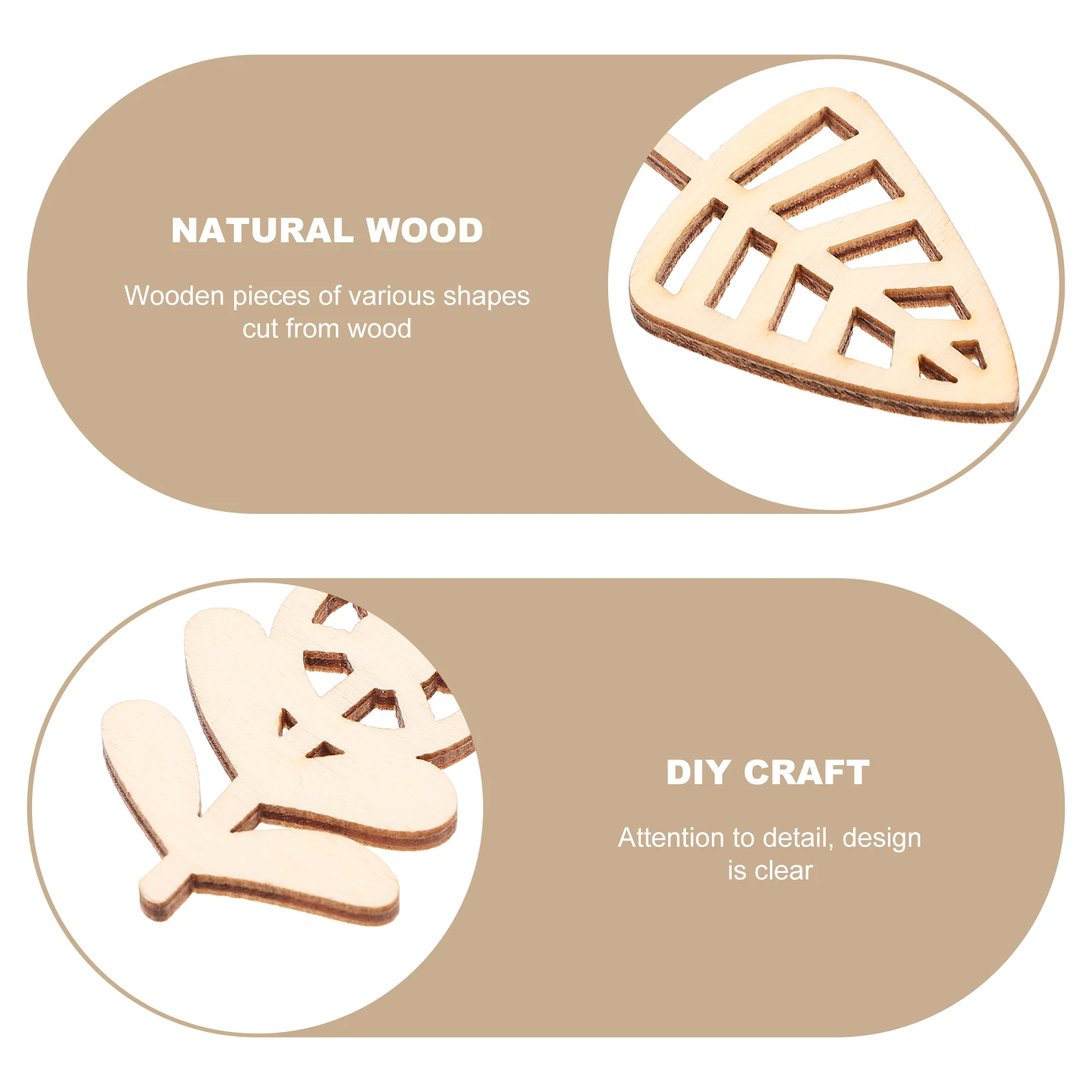 100Pcs Irisan Kayu Alami untuk Kerajinan DIY, Potongan Bunga dan Rumput, Perlengkapan Melukis Anak, Dekorasi Lukisan Tangan, Bahan Seni untuk DIY Rumah