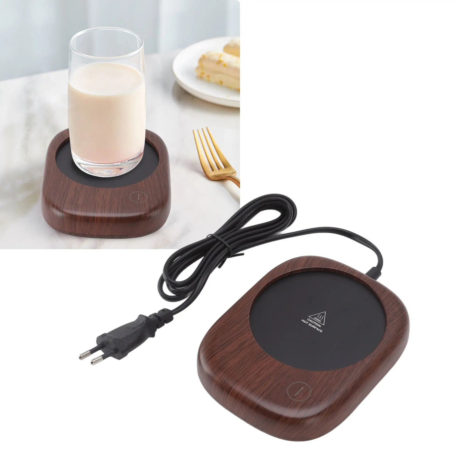 Electric Mug Warmer Fast Heating Automatic Keep Warm Wood Grain Beverage Cup Warmer