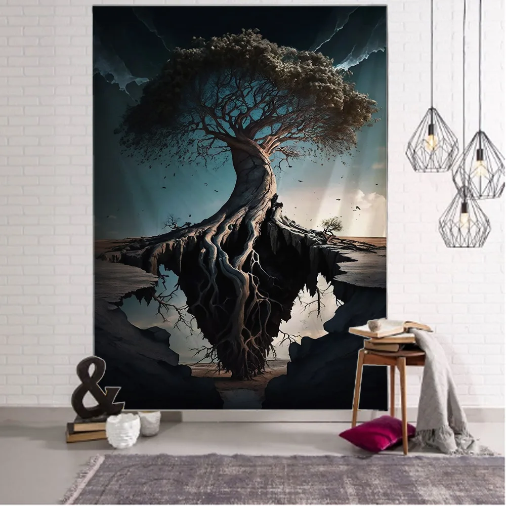 

Psychedelic tree art tapestry room wall decoration bohemian hippie skull art blanket bedspread Yoga mat outdoor picnic mat